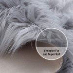 HLZHOU Soft Faux Fur Rug White Sheepskin Chair Cover Seat Pad Shaggy Area Rugs for Bedroom Sofa Living Room Floor 2x5.3 Feet （60*160cm） Gray