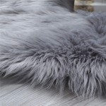HLZHOU Soft Faux Fur Rug White Sheepskin Chair Cover Seat Pad Shaggy Area Rugs for Bedroom Sofa Living Room Floor 2x5.3 Feet （60*160cm） Gray