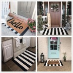 KaHouen Cotton Black and White Striped Rug  27.5 x 43 Inches  Washable Hand-Woven Stripe Outdoor Front Door Mat for Layered Door Mats Porch Kitchen Bathroom Laundry Room.