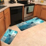 Kitchen Area Rug,Gesmatic Kitchen Rugs and Mats 17"X48"+17"X24" Turquoise Grey Abstract Art Painting Non-Slip Farmhouse Kitchen Rugs Bath Rug Rugs for Kitchen