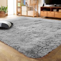 LOCHAS Ultra Soft Indoor Modern Area Rugs Fluffy Living Room Carpets for Children Bedroom Home Decor Nursery Rug 4x5.3 Feet Gray