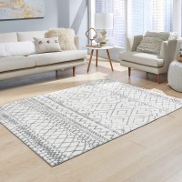 Maples Rugs Abstract Diamond Modern Distressed Area Rugs Carpet for Living Room & Bedroom [Made in USA] 5 x 7 Neutral