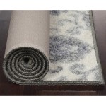 Maples Rugs Blooming Damask Non Slip Runner Rug For Hallway Entry Way Floor Carpet [Made in USA] 2 x 6 Grey Blue