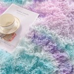 Meeting Story Shaggy Tie Dye Rugs for Girls Living Room Nursery Kids Fluffy Shag Fuzzy Soft Carpet for Bedroom Indoor Foyer Floor Mat Thick Plush Bedside Area Rug Non-Skid Blue Purple,3'x5'