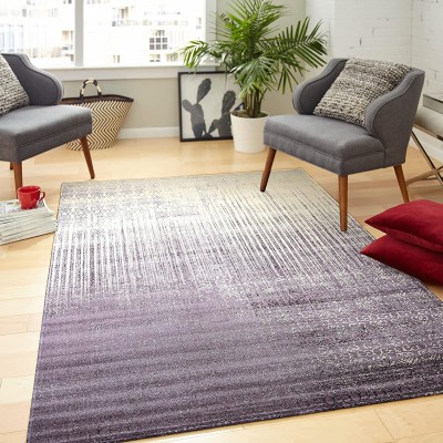 Modern Abstract Area Rug Contemporary Striped Large Rugs Floor Carpet for Living Room,8x10 feet,Purple