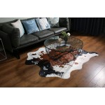 MustMat Brown Cow Print Rug 55.1" W x 62.9" L Faux Cowhide Rugs Cute Animal Printed Carpet for Home