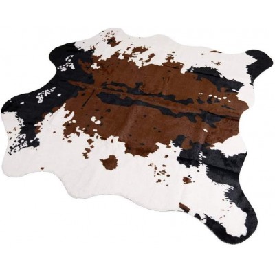 MustMat Brown Cow Print Rug 55.1" W x 62.9" L Faux Cowhide Rugs Cute Animal Printed Carpet for Home