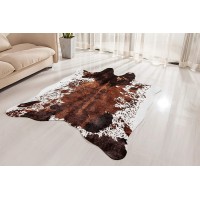 NativeSkins Faux Cowhide Rug Large 4.6ft x 6.6ft Cow Print Area Rug with No-Slip Backing