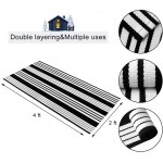 OJIA Cotton Black and White Striped Rug 24'' x 51''Hand-Woven Indoor Outdoor Area Rug Layered Door Mats for Front Porch Entryway Laundry Room  Bedroom Outdoor