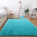 Ompaa Soft Fluffy Area Rug for Living Room Bedroom 4x5.9 Teal Blue Plush Shag Rugs Fuzzy Shaggy Accent Carpets for Kids Girls Rooms Modern Apartment Nursery Dorm Indoor Furry Decor