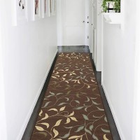 Ottomanson Ottohome Rugs 2 ft 7 in x 10 ft 0 in Chocolate Leaves