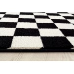 Persian Area Rugs Black 5x7 1909 Checkered White 5 x 7 Area Rug Carpet 5 ft x 7 ft 1909 Black 5x7