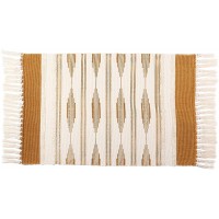 Yellow Bohemian Bathroom Rug with Tassels Bohemian Style Mat 23.6 x 35 Inches