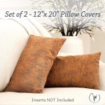 2 Pack Faux Leather Lumbar Pillow Cover Natural Soft Touch 12x20 Lumbar Throw Pillow Cover Decorative Pillow Covers for Couch Boho Vegan Leather Pillow Cover Accent Pillow Modern Farmhouse Decor