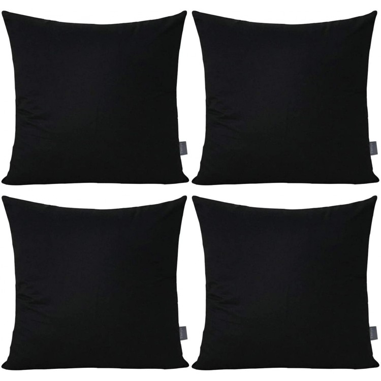 4-Pack 100% Cotton Comfortable Solid Decorative Throw Pillow Case Square Cushion Cover Pillowcase Sublimation Blank Pillow CoversCover Only,No Insert18x18 inch  45x45cm,Black