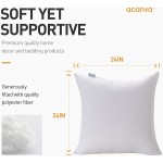Acanva Decorative Throw Pillow Inserts for Sofa Bed Couch and Chair 24" L x 24" W White 2 Pack