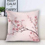 Batmerry Flower Pink Plum Decorative Pillow Covers 16 x 16 Inch Pink Cherry Blossom Flower Double Sided Throw Pillow Covers Sofa Cushion Cover Square 16 InchesSet of 2