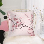 Batmerry Flower Pink Plum Decorative Pillow Covers 16 x 16 Inch Pink Cherry Blossom Flower Double Sided Throw Pillow Covers Sofa Cushion Cover Square 16 InchesSet of 2