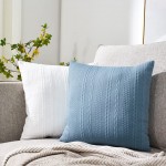 Booque Valley Pack of 2 Decorative Throw Pillow Covers Ultra Soft Modern Braid Patterned Square Blue Cushion Covers Stretchy Pillow Cases for Sofa Couch Bedroom18 x 18 inch Grey Blue