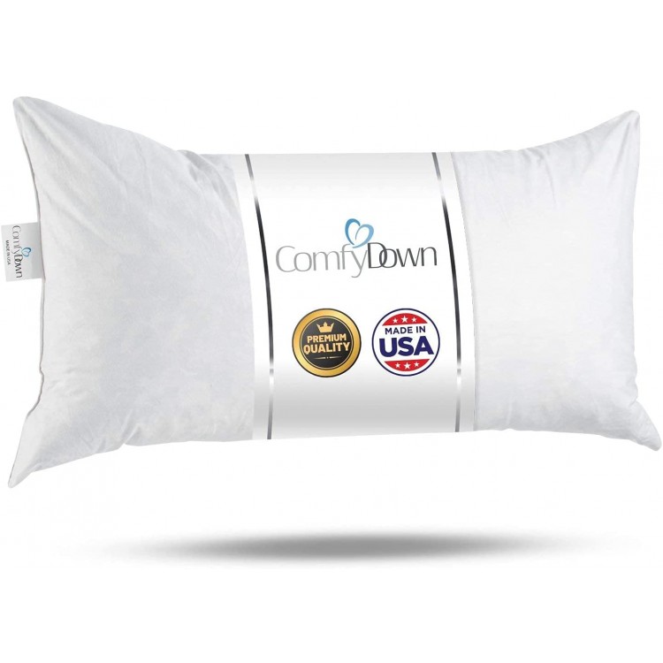 ComfyDown 95% Feather 5% Down 16 X 28 Rectangle Decorative Pillow Insert Sham Stuffer Made in USA