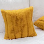 Cozy Bliss Set of 2 Faux Fur Pillow Covers Luxury Super Soft Plush Fleece Throw Pillowcase Textured Knitted Cushion Cover Decorative Pillowcases for Sofa Couch Bed Chair Car Ginger Yellow 20"x20"