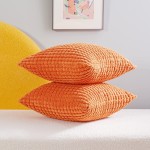 Deconovo Orange Pillow Covers 16x16 Inch for Sofa Decorative Solid Textured Throw Pillowcases for Bed 16x16 Inch Orange Red Pack of 2 No Pillow Insert