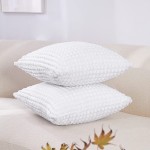 Deconovo White Throw Pillow Covers for Sofa 20x20 Inch Decorative Pillowcases Square Solid Soft Pillow Cover for Bed Couch Car White 20x20 Inch Pack of 2 No Pillow Insert