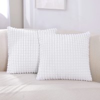 Deconovo White Throw Pillow Covers for Sofa 20x20 Inch Decorative Pillowcases Square Solid Soft Pillow Cover for Bed Couch Car White 20x20 Inch Pack of 2 No Pillow Insert