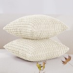 Deconovo Winter Pillow Covers 18x18 Inch Decorative Throw Pillow Covers for Sofa Beige Couch Pillow Cases 18x18 Inch Cream Set of 2 No Pillow Insert