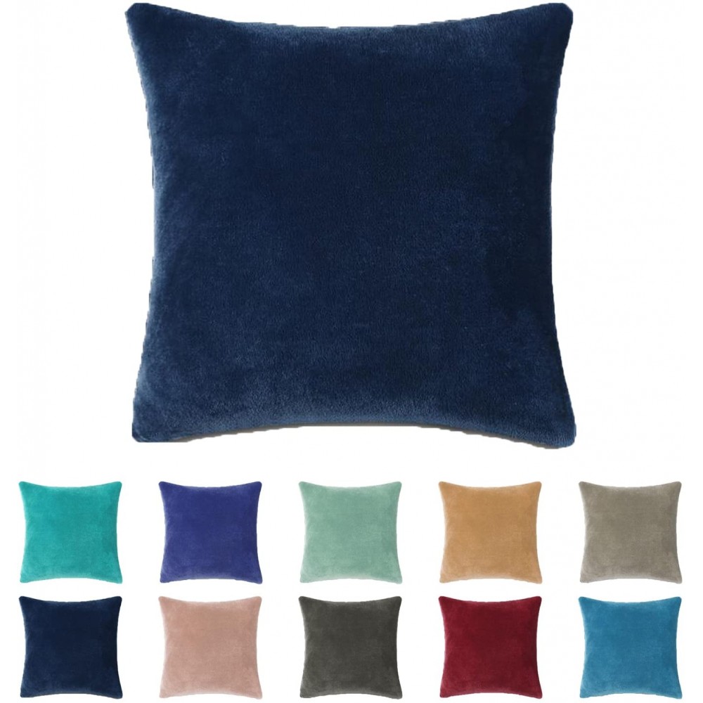 DreamHome 18" X 18" Super Soft Plush Fleece Square Pillow Cover Sham Navy Blue