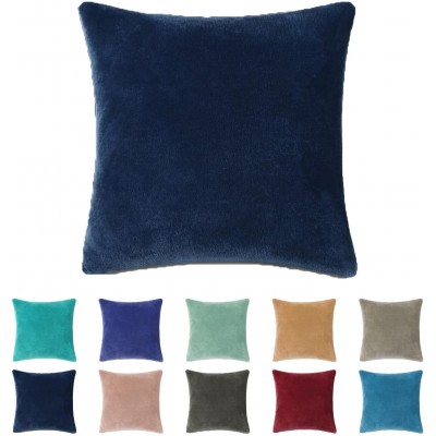 DreamHome 18" X 18" Super Soft Plush Fleece Square Pillow Cover Sham Navy Blue