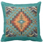 Emvency Set of 4 Throw Pillow Covers Tribal Western Geometric Colorful Nature Color Patterns Sw Turq Orange Decorative Pillow Cases Home Decor Square 20x20 Inches Pillowcases
