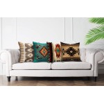 Emvency Set of 4 Throw Pillow Covers Tribal Western Geometric Colorful Nature Color Patterns Sw Turq Orange Decorative Pillow Cases Home Decor Square 20x20 Inches Pillowcases