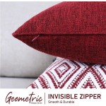 HPUK Decorative Throw Pillow Covers Set of 4 Couch Pillows Linen Cushion Cover for Couch Sofa Living Room 18"x18" inches Wine Red