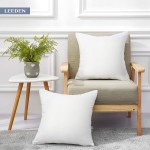 Leeden 20 x 20 Pillow Inserts Set of 2 Throw Pillow Inserts with 100% Cotton Cover 20 Inch Square Interior Sofa Pillow Inserts Decorative Pillow Insert Pair White Couch Pillow