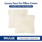 MIULEE Pack of 2 Luxury Faux Fur Throw Pillow Cover Deluxe Decorative Plush Pillow Case Cushion Cover Shell for Sofa Bedroom Car 18 x 18 Inch Beige