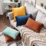MIULEE Pack of 2 Velvet Soft Solid Decorative Throw Pillow Cover with Tassels Fringe Boho Accent Cushion Case for Couch Sofa Bed 20 x 20 Inch Orange