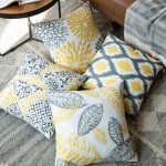 Phantoscope Set of 4 New Living Series Decorative Throw Pillow Case Cushion Cover Yellow and Grey 22 x 22 inches 55 x 55 cm