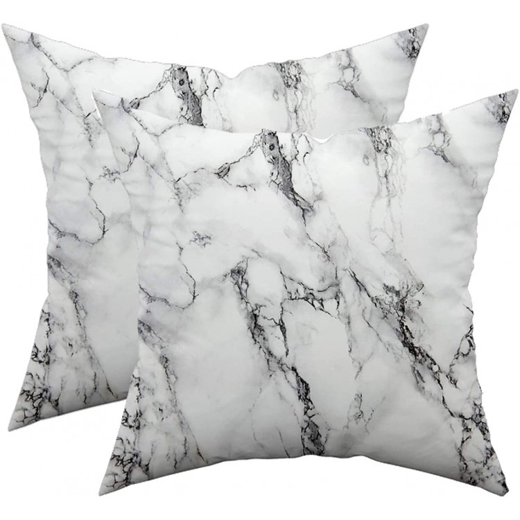 TAOSON Set of 2 Home Decorative Marble Pattern Cozy Throw Pillow Cases Cushion Covers Shells for Couch Bed Sofa Farmhouse Manual 18x18 Inches Only Cover No Insert S012