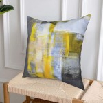 Throw Pillow Covers 18 X 18 Set of 4,Clear Grey and Yellow Abstract Art Geometry Square Pillow Cushion Cases,Abstract Art Lumbar Modern Decorative Pillow Covers for Couch Sofa Bedroom Car