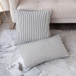 Throw Pillow Covers 22x22 Decorative Pillows for Couch Set of 2 Rustic Linen Striped Cushion Cover Soft Large Pillowcase for Bedding Decor Sofa Outdoor Farmhouse Home Black and White