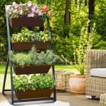4-Ft Raised Garden Bed Vertical Garden Freestanding Elevated Planters 4 Container Boxes Good for Patio Balcony Indoor Outdoor Perfect to Grow Vegetables Herbs Flowers