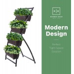 6 feet Tall Vertical Planter with 4 Urban Orchard Pots for Flowers and Plants Garden Terrace Balcony Indoor Outdoor – Brown and Black