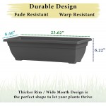 BackyardBounty Rectangle Planter Box 24 Inch Indoor Outdoor Rectangular Planter Durable UV Resistant 4 Gallon Plastic Window Box Trough Use for Herbs Succulents Vegetables Grey | 4 Pack