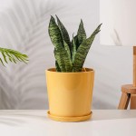 Ceramic Planter Pots for Plants POTEY 056214 8.7 Inch Glazed Ceramic Planters Indoor Plants Minimalist Modern Home Decoration Container Plant Pots Outdoor with Drainage HolePlants NOT Included