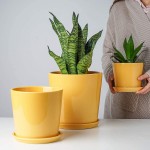 Ceramic Planter Pots for Plants POTEY 056214 8.7 Inch Glazed Ceramic Planters Indoor Plants Minimalist Modern Home Decoration Container Plant Pots Outdoor with Drainage HolePlants NOT Included