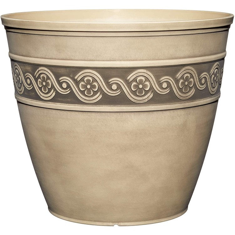 Classic Home and Garden 9411D-060 Corinthian Collection Planter 10" Round Ivory Ash