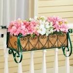 Collections Etc Adjustable Metal Green Scrollwork Rail Planters for Porch or Deck Railings Beautiful Intricate Scrollwork Planters Small Large Metal