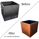 Corten Steel Planter Box by DIY CARTEL Industrial & Heavy Duty Modern Farmhouse Rustic Design Outdoor Metal Plant Box for Commercial Residential Use 26in x 26in x 26in