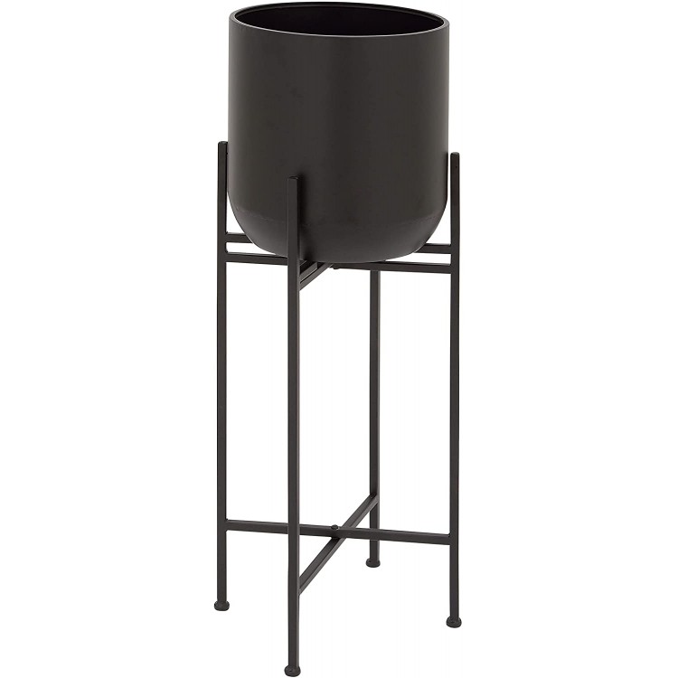 Deco 79 74805 Modern Black Cylindrical Metal Floor Planter 36" x 12"
